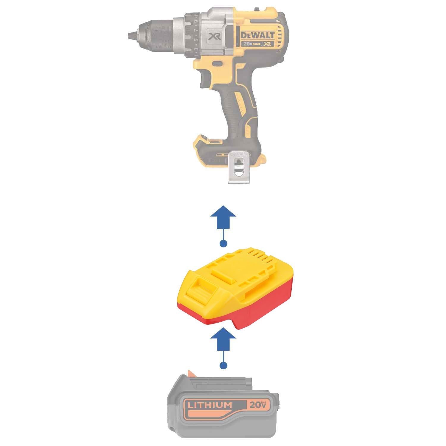 Black and Decker Battery Adapter to DeWalt Power Tools Adapters