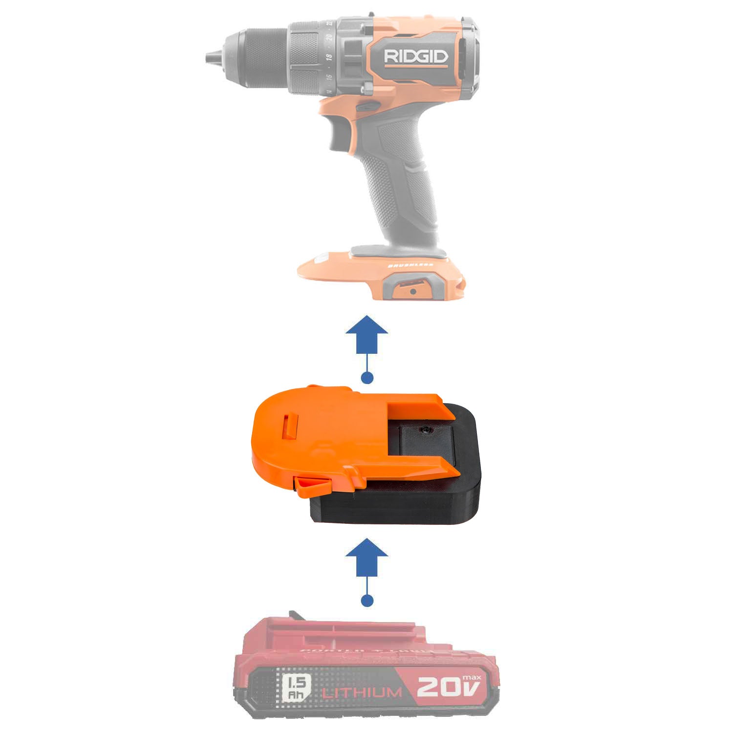1x Adapter For Ridgid 18v Li-Ion Battery Convert To Black & Decker 20v