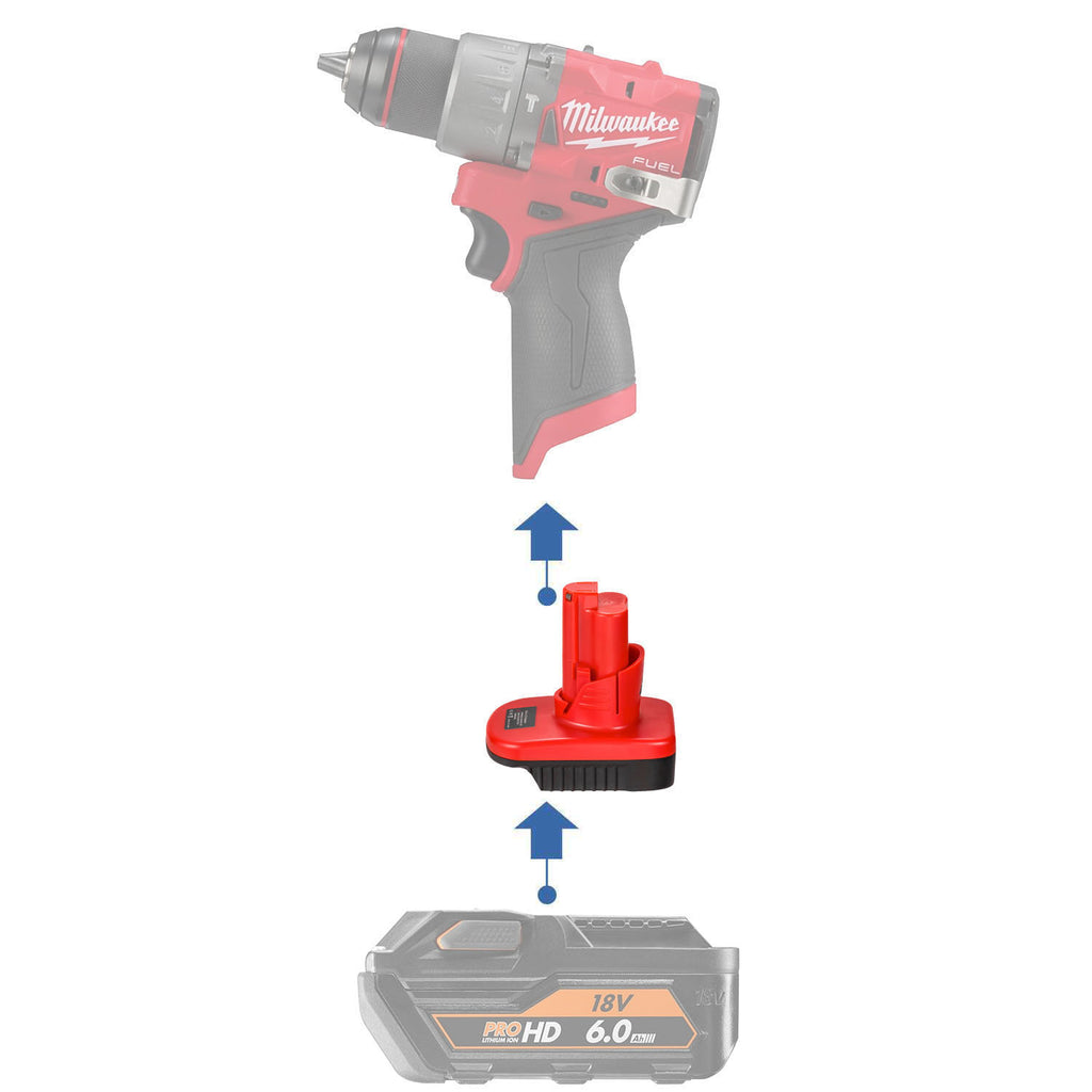 Adaptateur de batterie AEG 18V vers Milwaukee 12V