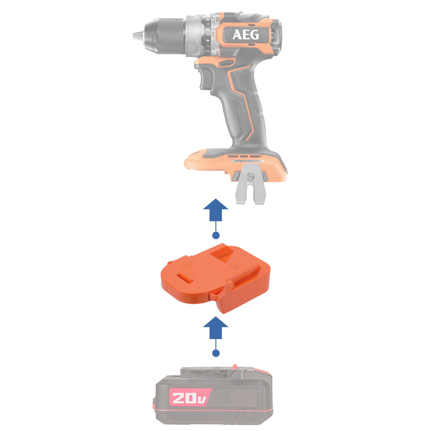 Bauer 20V auf AEG 18V Batterieadapter