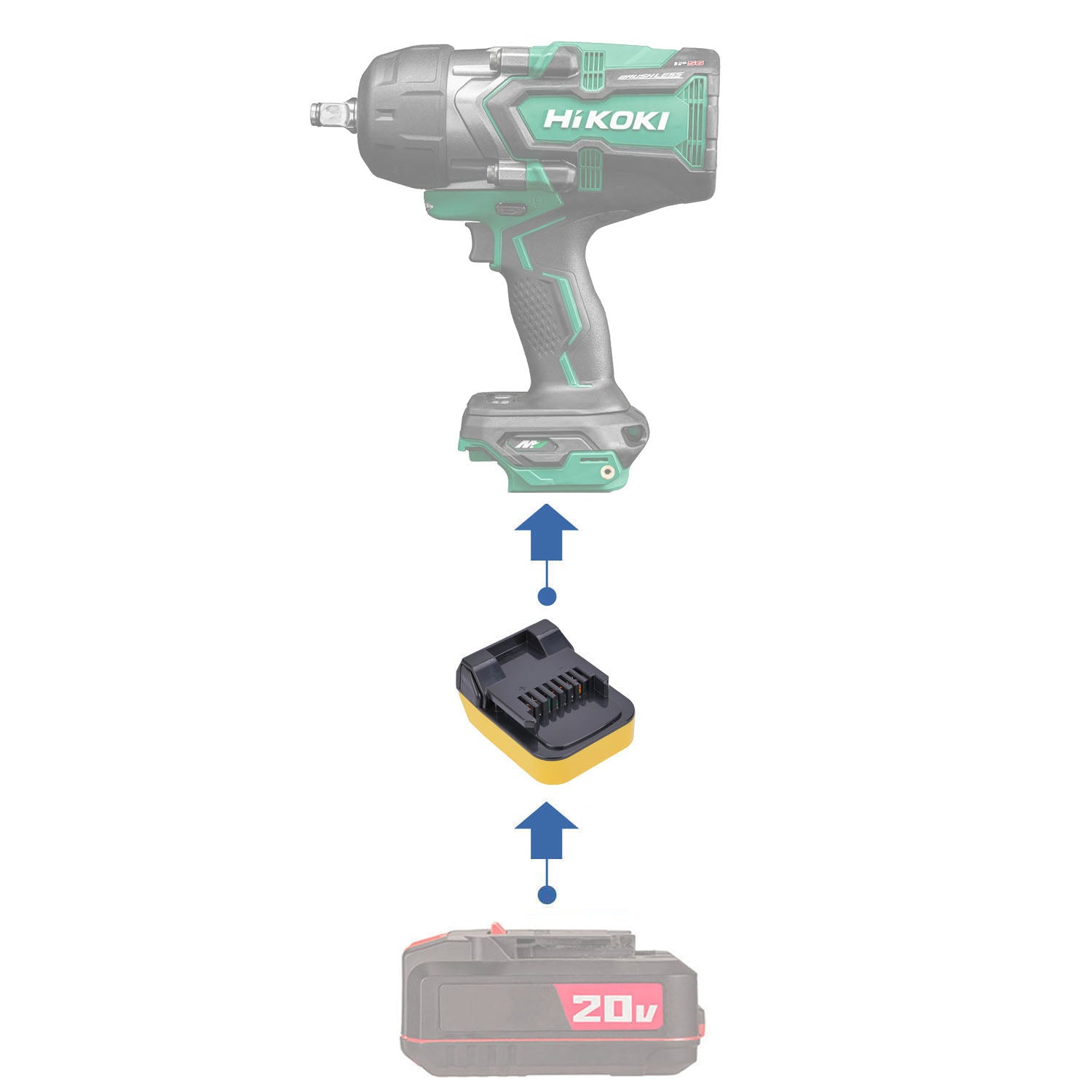 Bauer 20V auf Hikoki 18V Batterieadapter