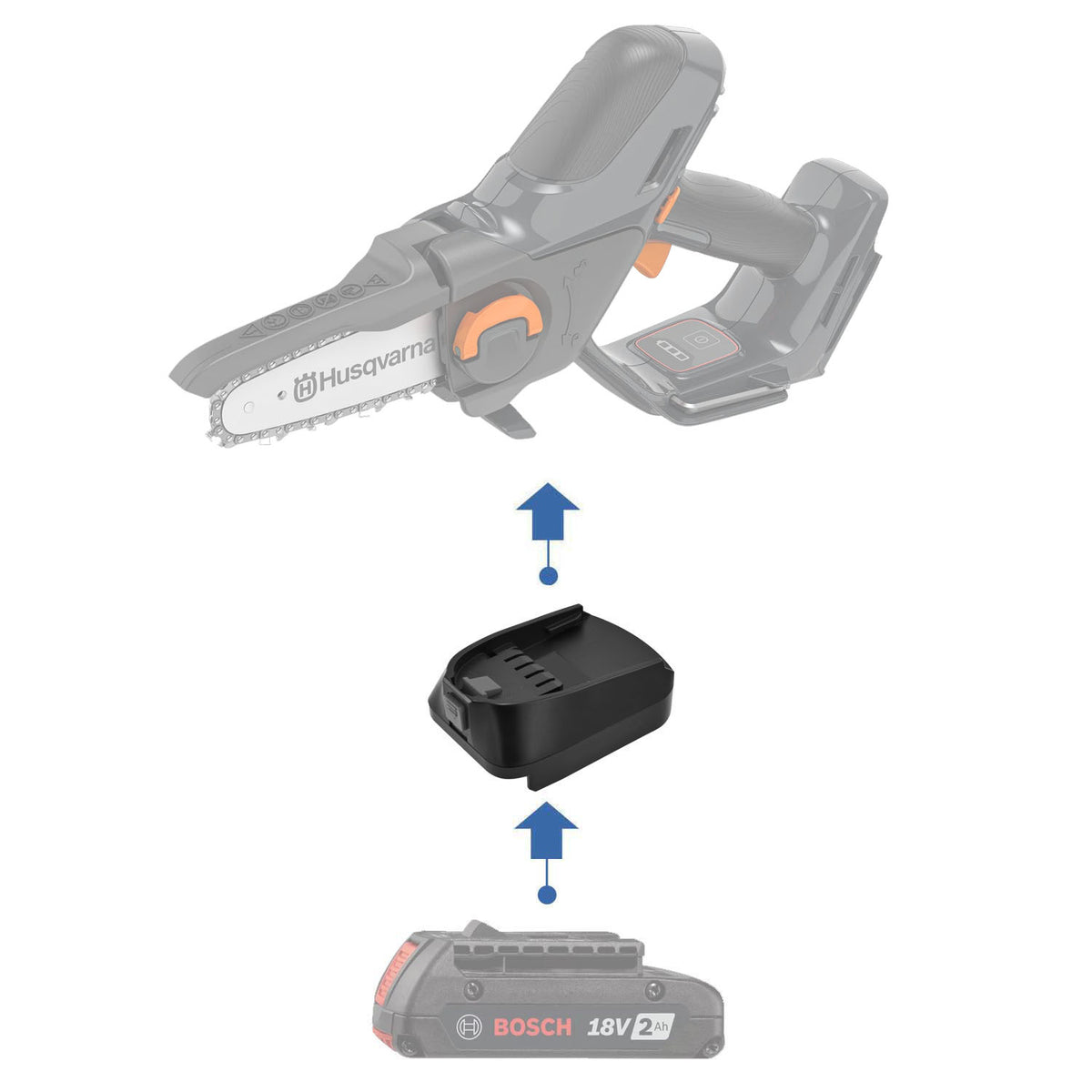 Bosch 18V GBA (Blue) to Husqvarna 18V Aspire P4A battery adapter - installation guide