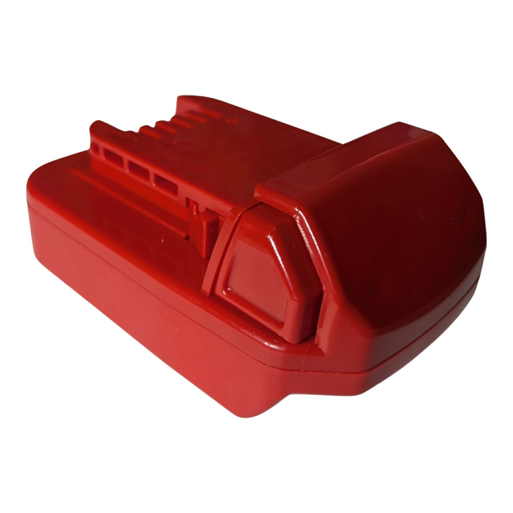 Craftsman 20V to Milwaukee M18 battery adapter - Milwaukee tool-side connection with terminal slots and release button