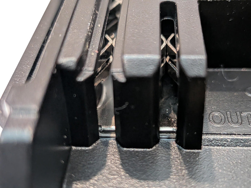 Craftsman 20V to Makita 18V LXT battery adapter - close-up of the Makita tool-side terminal slots