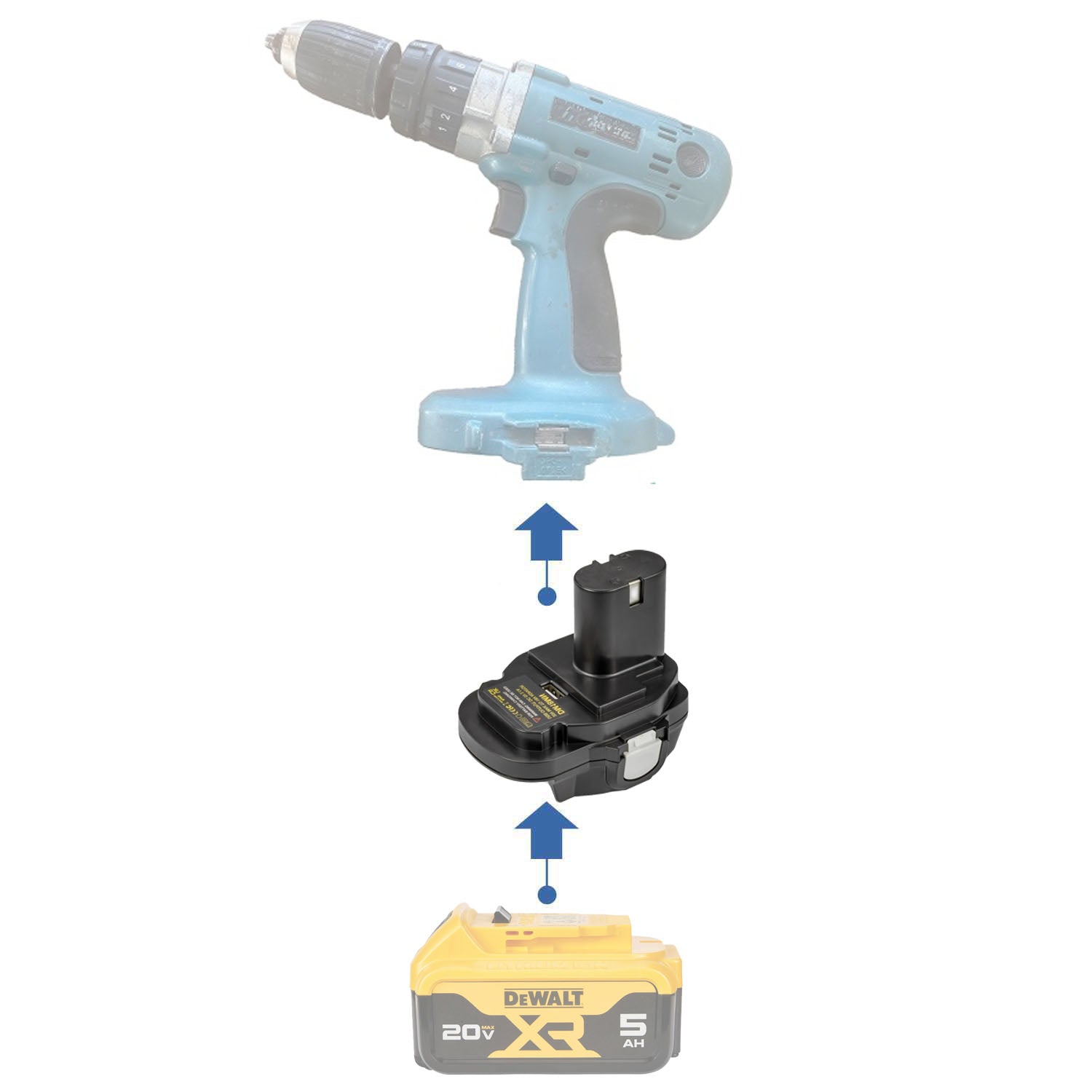 DeWalt 20V vers Makita 18V (Ni-Cd) Adaptateur de batterie