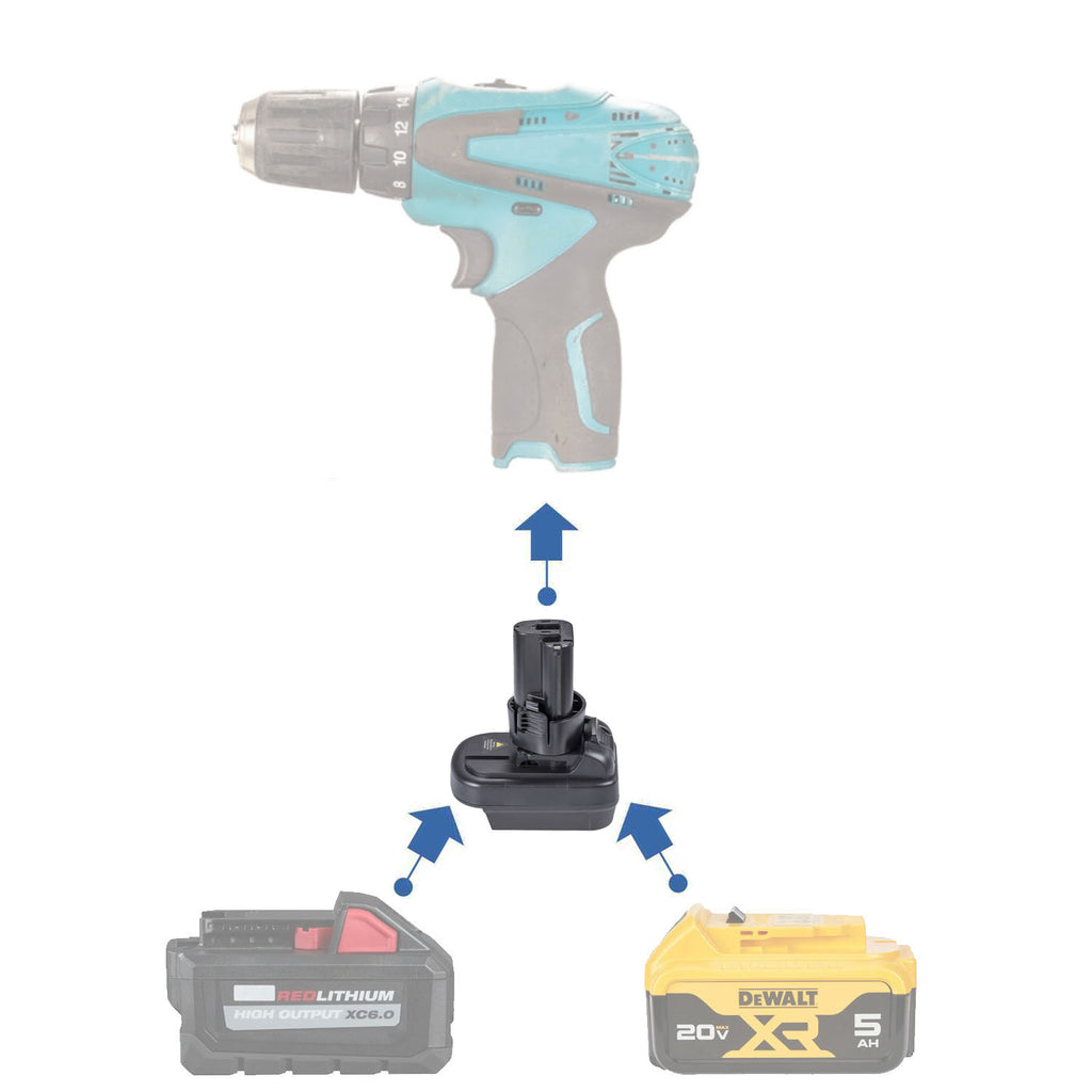 DeWalt 20V vers Makita 10,8V CXT (style à broches) Adaptateur de batterie