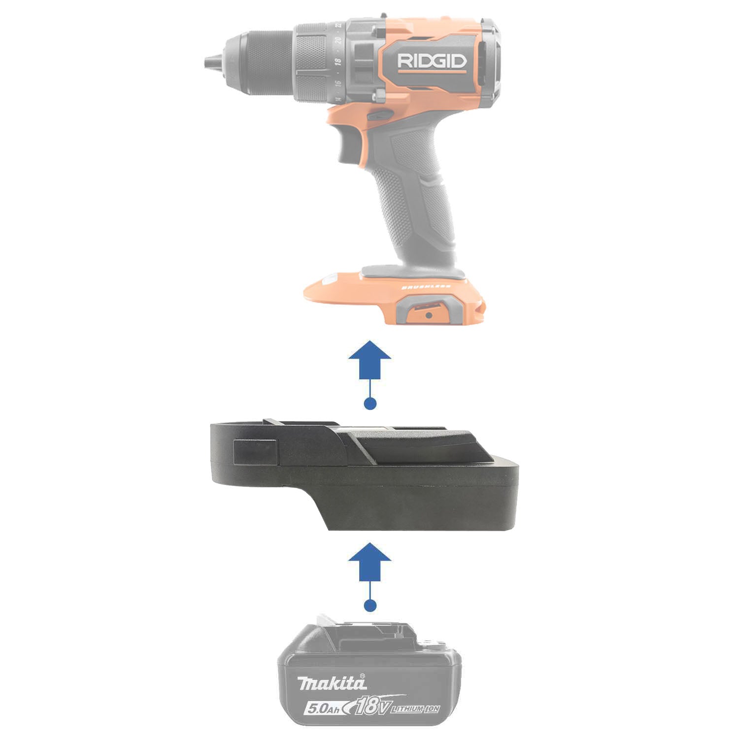CrossFire Battery Adapter – Convert Makita 18V To AEG / Ridgid 18V Tools – Body Only