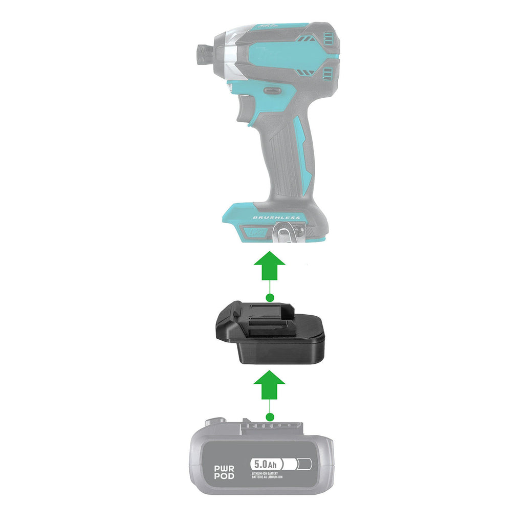 Mastercraft 20V (PWRPOD / Blau) auf Makita 18V LXT Akkuadapter