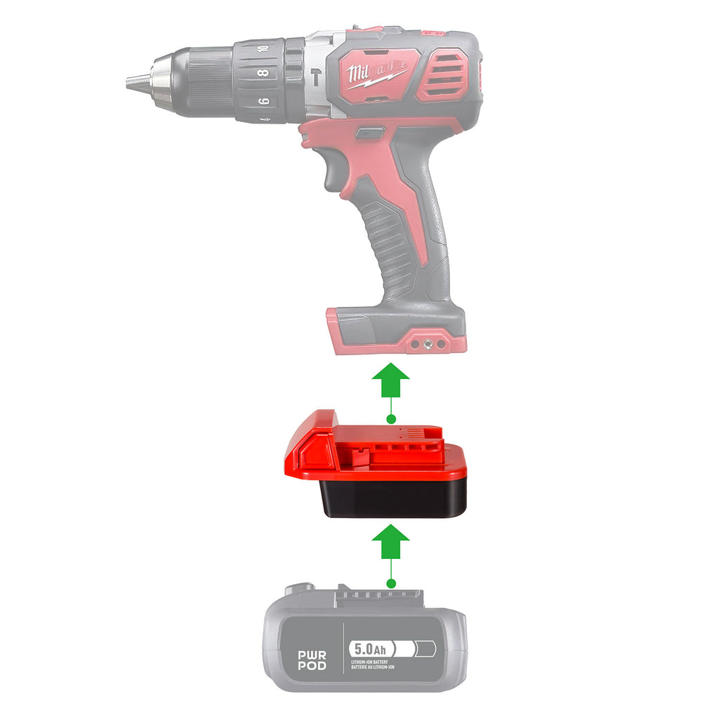 Adaptateur de batterie Mastercraft 20V (bleu) vers Milwaukee 18V