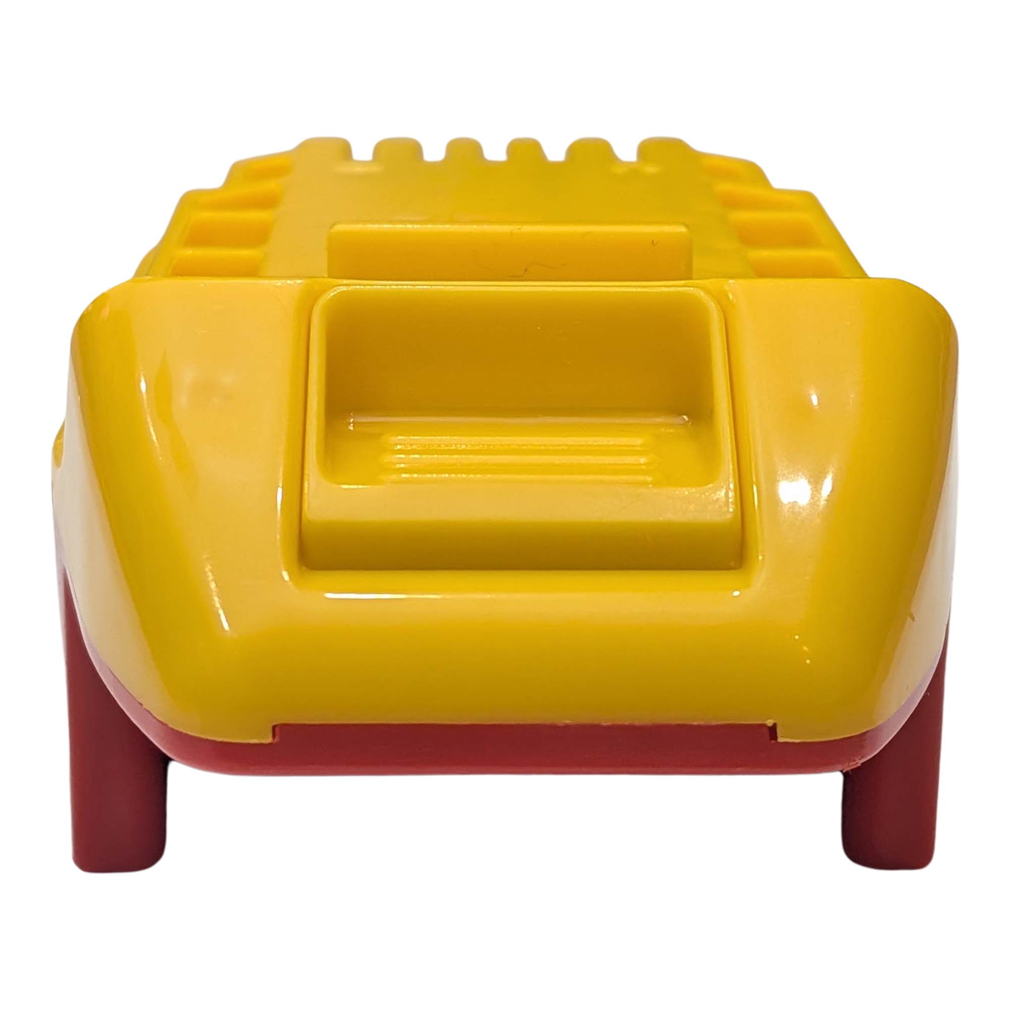 Milwaukee M18 to DeWalt 20V MAX battery adapter - end view of the closed end above the red feet