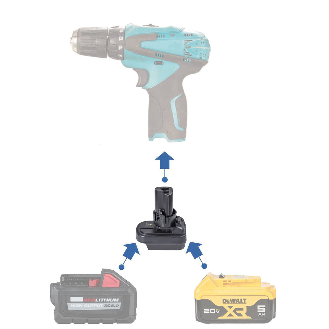 Milwaukee 18V auf Makita 10,8V CXT (Post-Stil) Batterieadapter