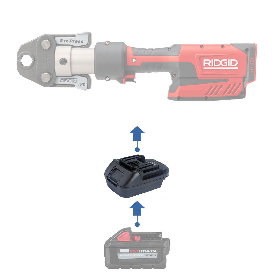 Milwaukee 18V à RIDGID Rouge (Plomberie) 18V Adaptateur de Batterie