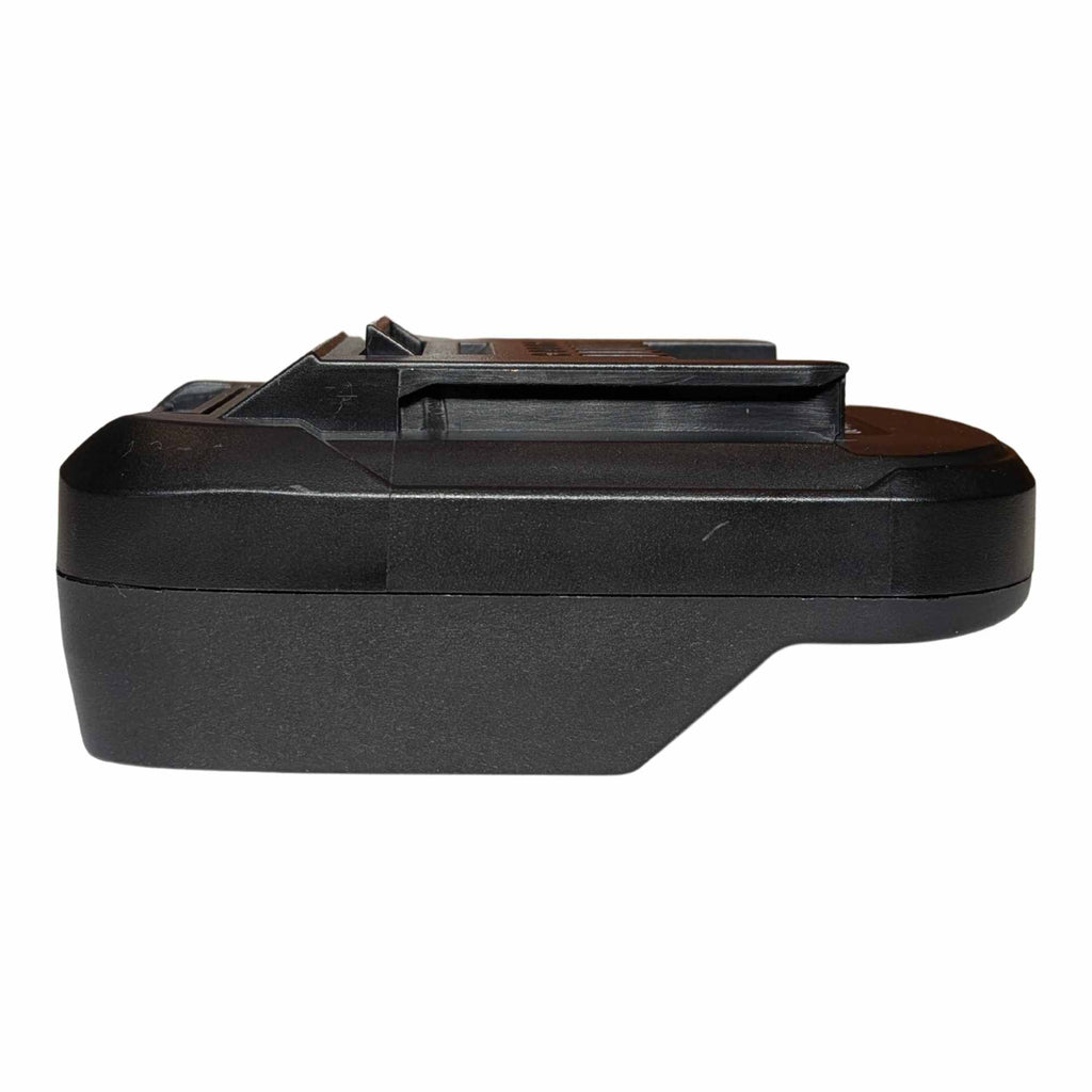 Parkside X20V to Einhell 18V PXC battery adapter - side profile of the body with the tool-side tongue above