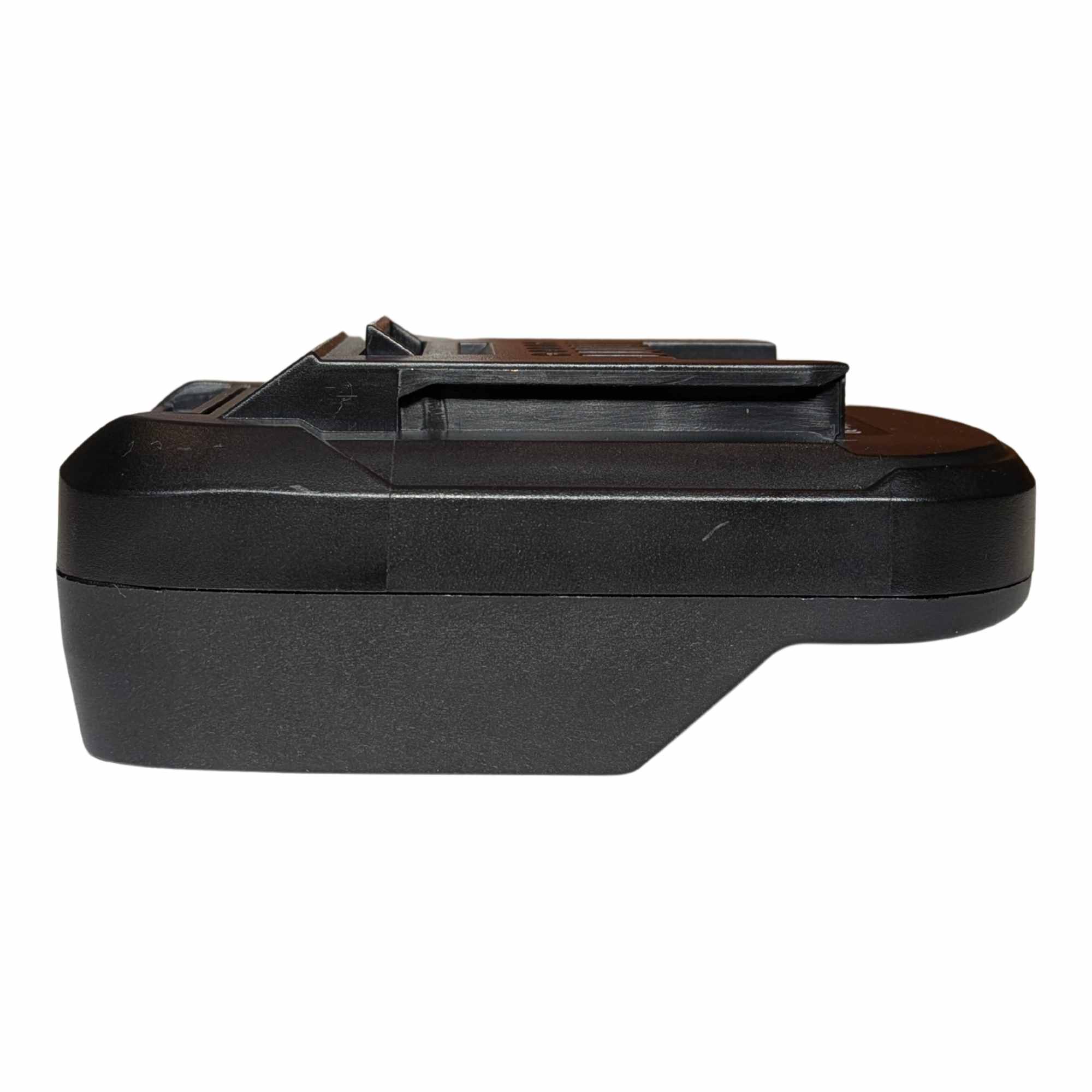 Parkside X20V to Einhell 18V PXC battery adapter - side profile of the body with the tool-side tongue above