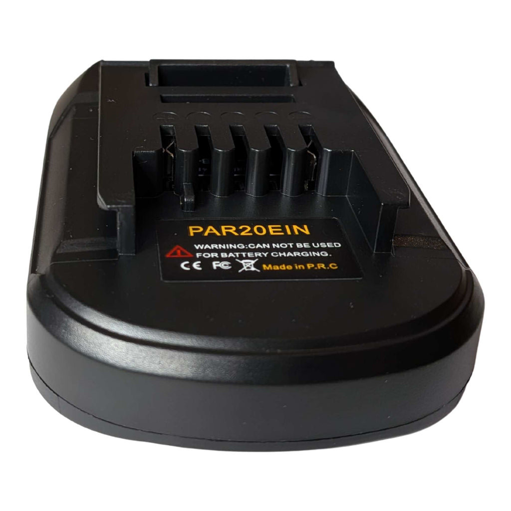 Parkside X20V to Einhell 18V PXC battery adapter - Einhell tool-side connection, angled view of the body