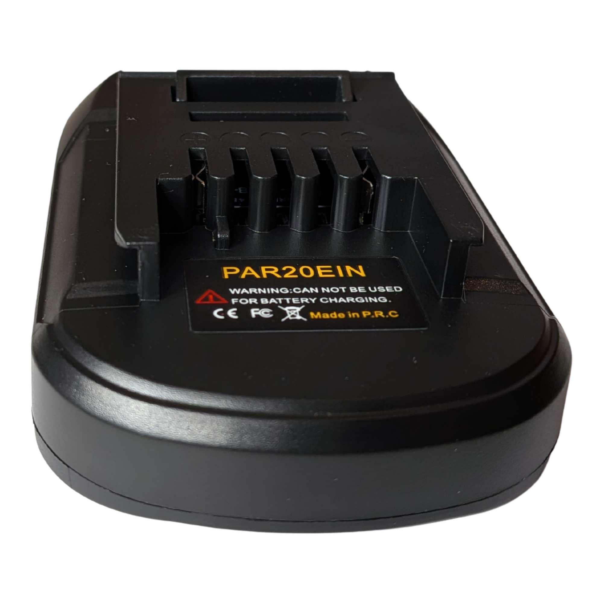Parkside X20V to Einhell 18V PXC battery adapter - Einhell tool-side connection, angled view of the body