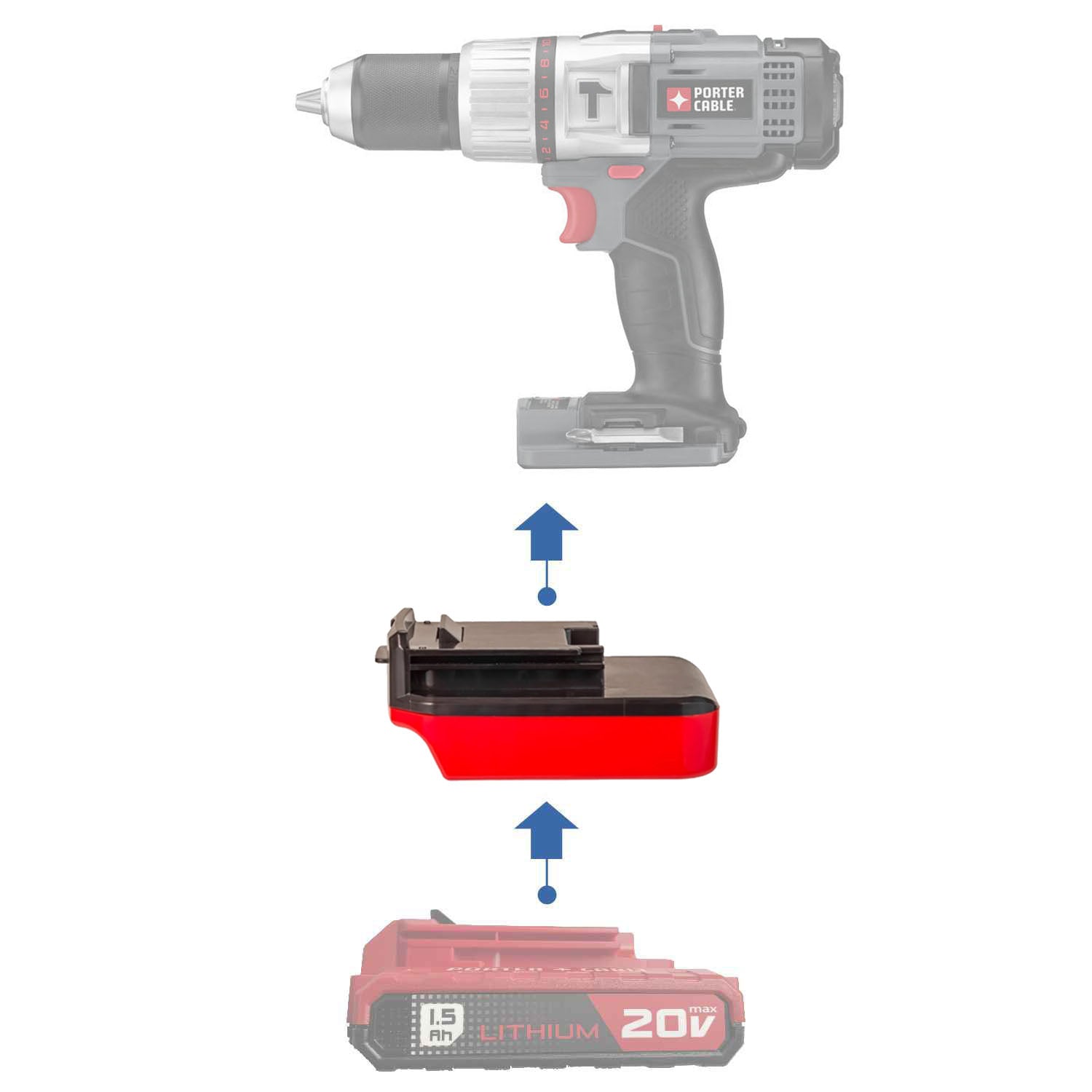 Adaptateur de batterie Porter Cable 20V vers Porter Cable 18V
