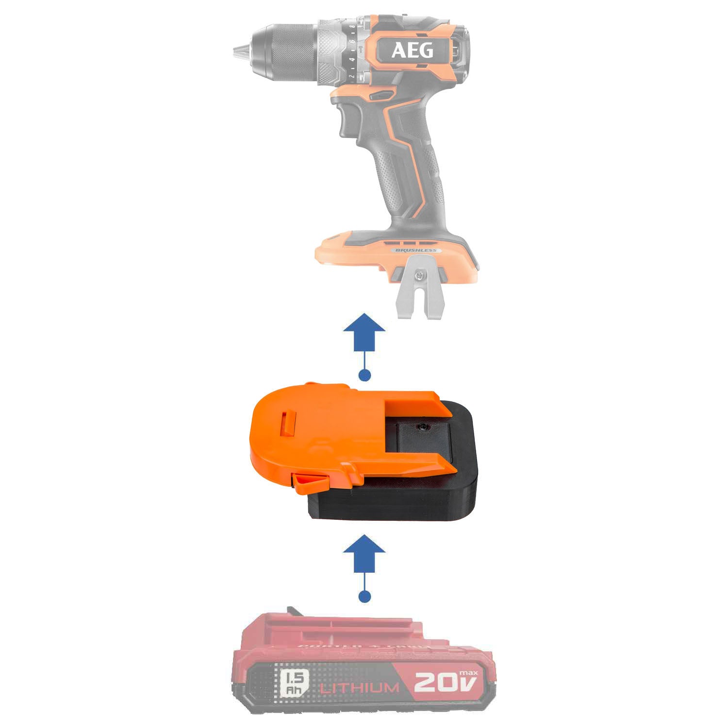 Porter Cable 20V auf AEG 18V Batterieadapter