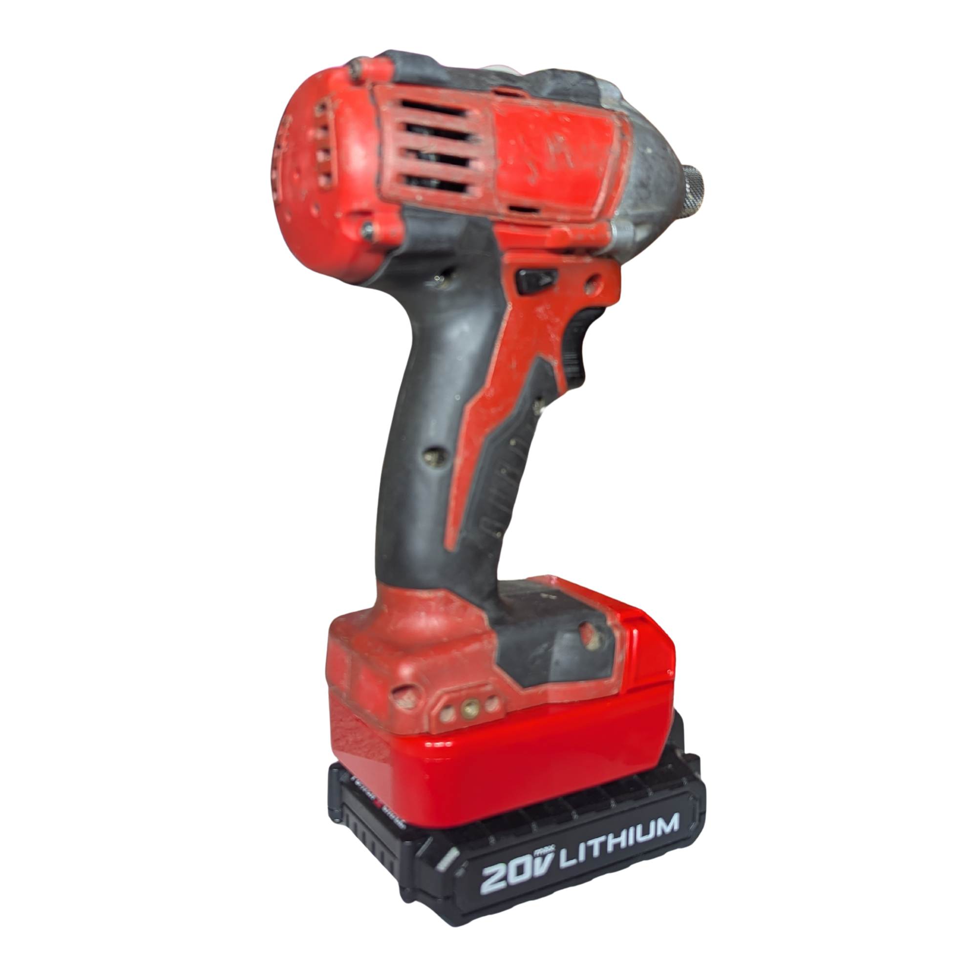 Porter Cable 20V to Milwaukee M18 battery adapter - installed on an impact driver, battery fitted below
