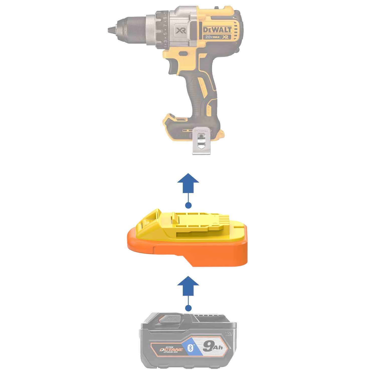 RIDGID 18V auf DeWalt 20V Batterieadapter (ABS)