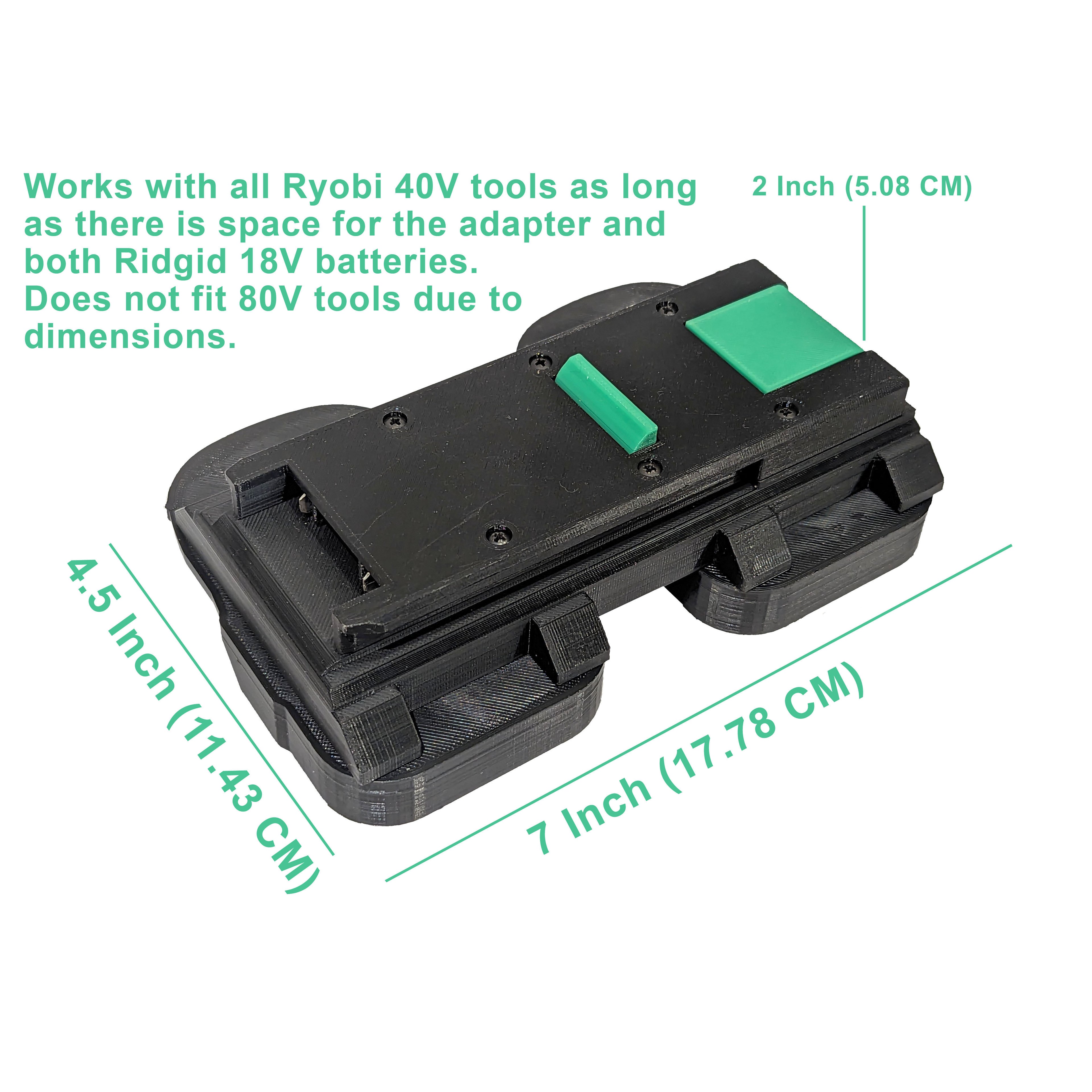 RIDGID 18V to Ryobi 40V Battery Adapter