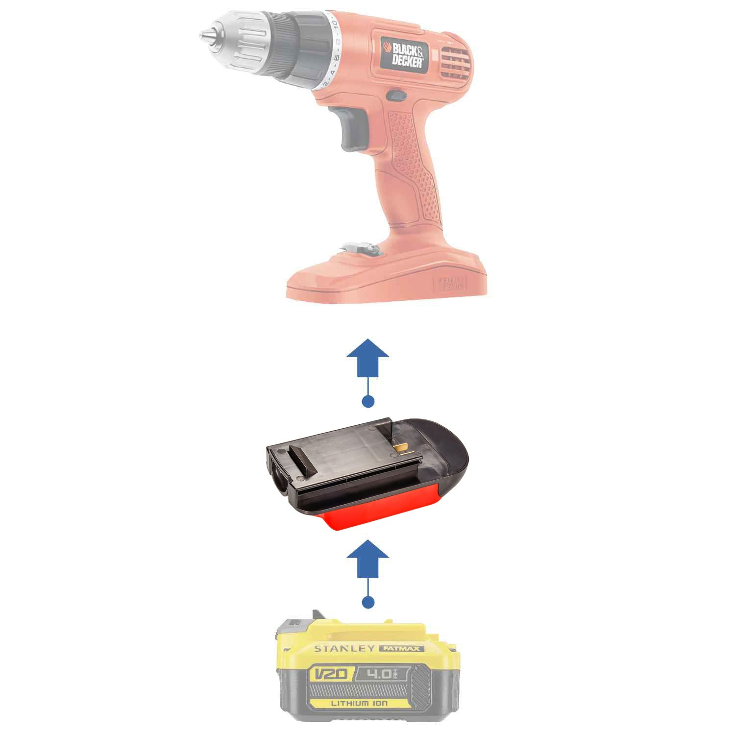 Stanley V20 to Black and Decker 18V Ni-Cd Battery Adapter