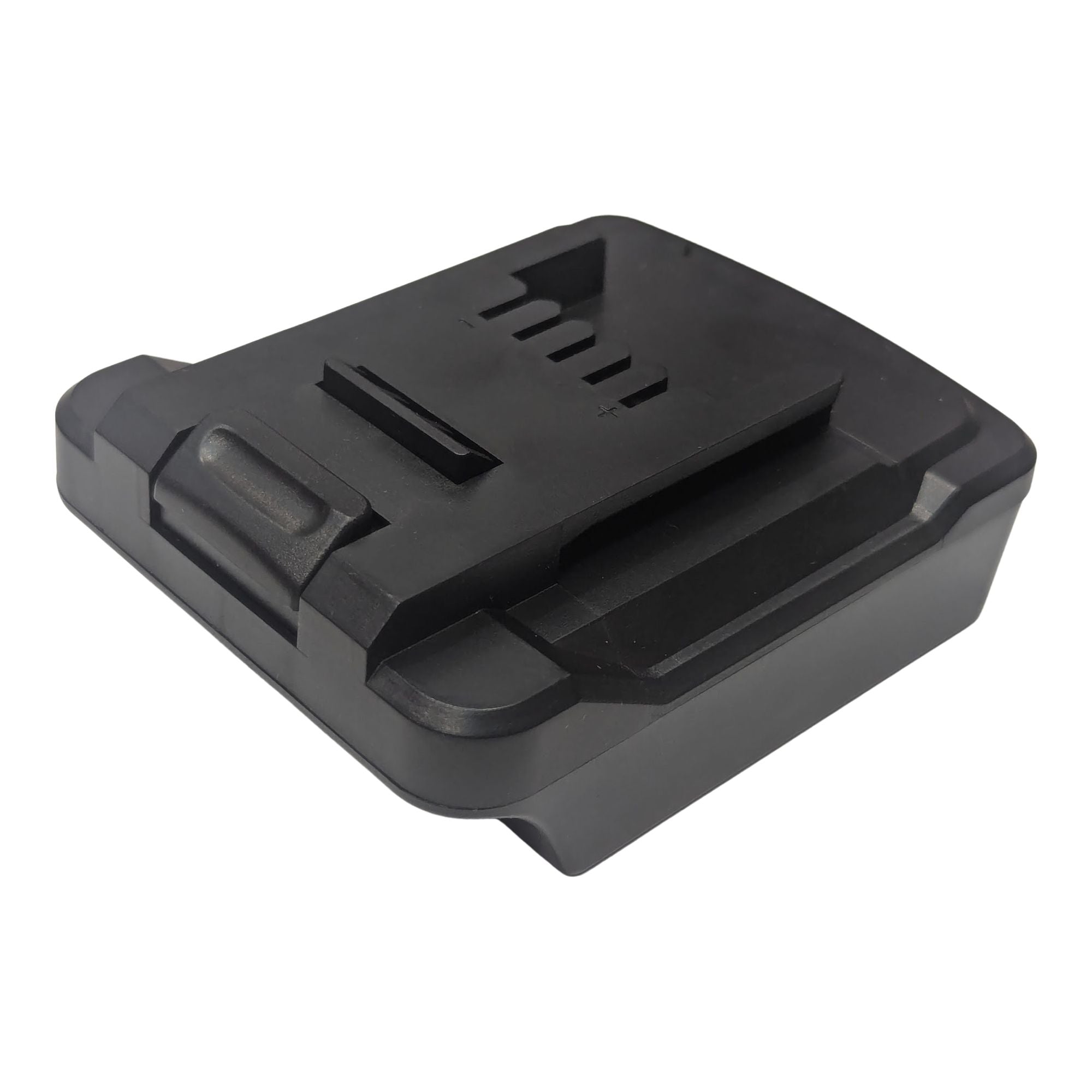 Black and Decker 20V to Einhell 18V PXC battery adapter - Einhell tool-side connection, angled top view