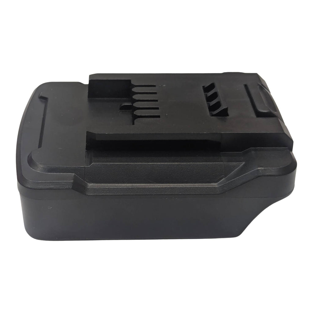 Black and Decker 20V to Einhell 18V PXC battery adapter - side view with the Einhell tool-side connection uppermost