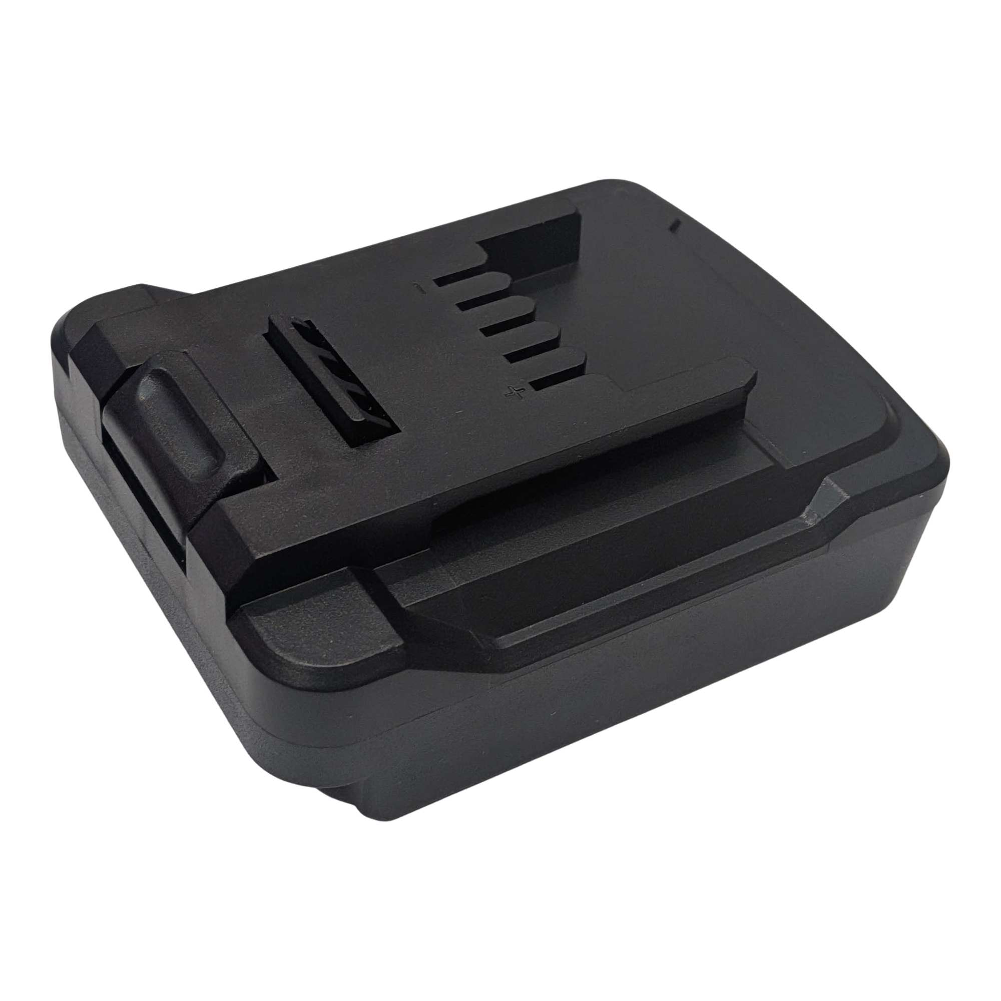 Bosch 18V GBA (Blue) to Einhell 18V PXC battery adapter - Einhell tool-side connection, angled top view