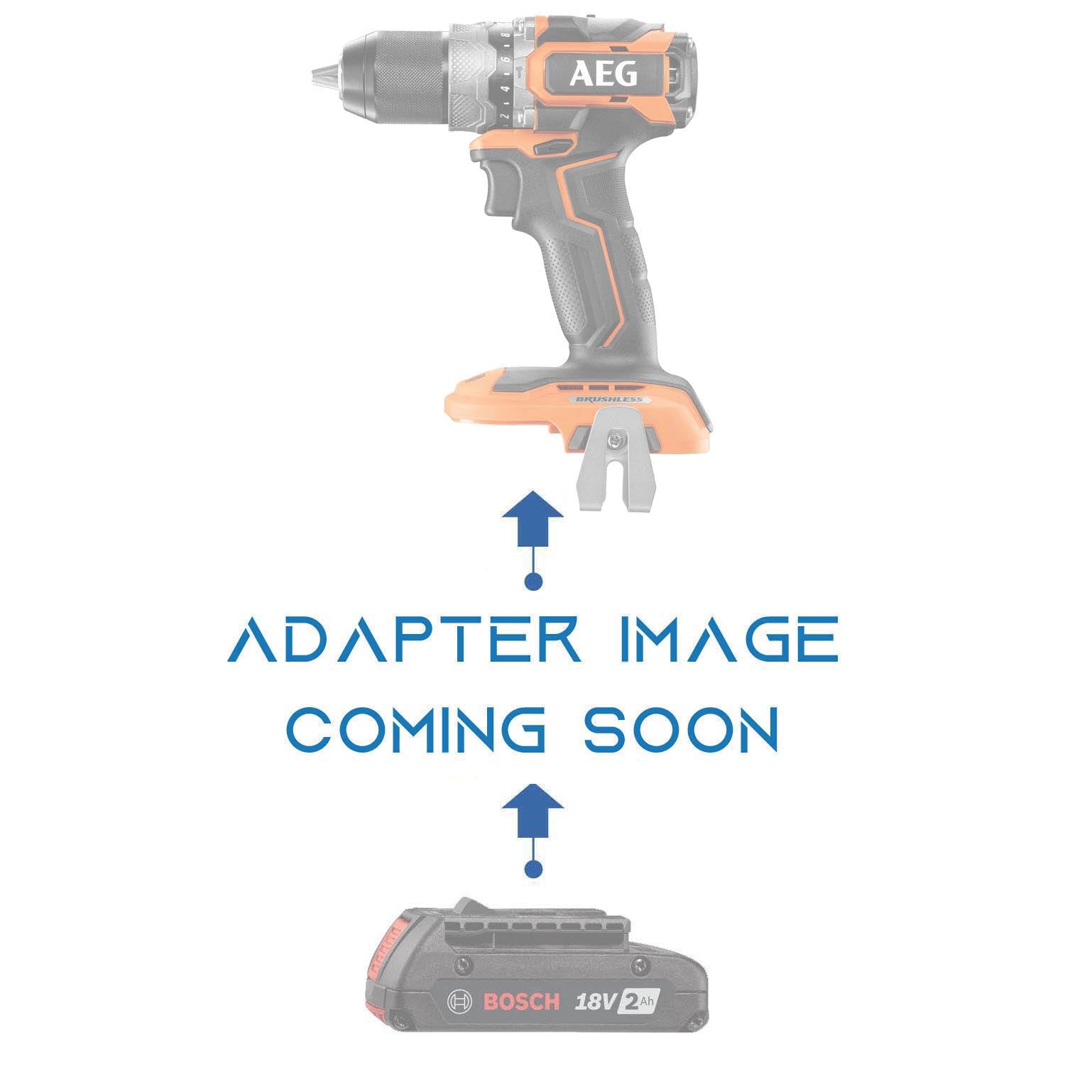 Bosch 18V GBA (Blue) to AEG 18V battery adapter - placeholder reading adapter image coming soon