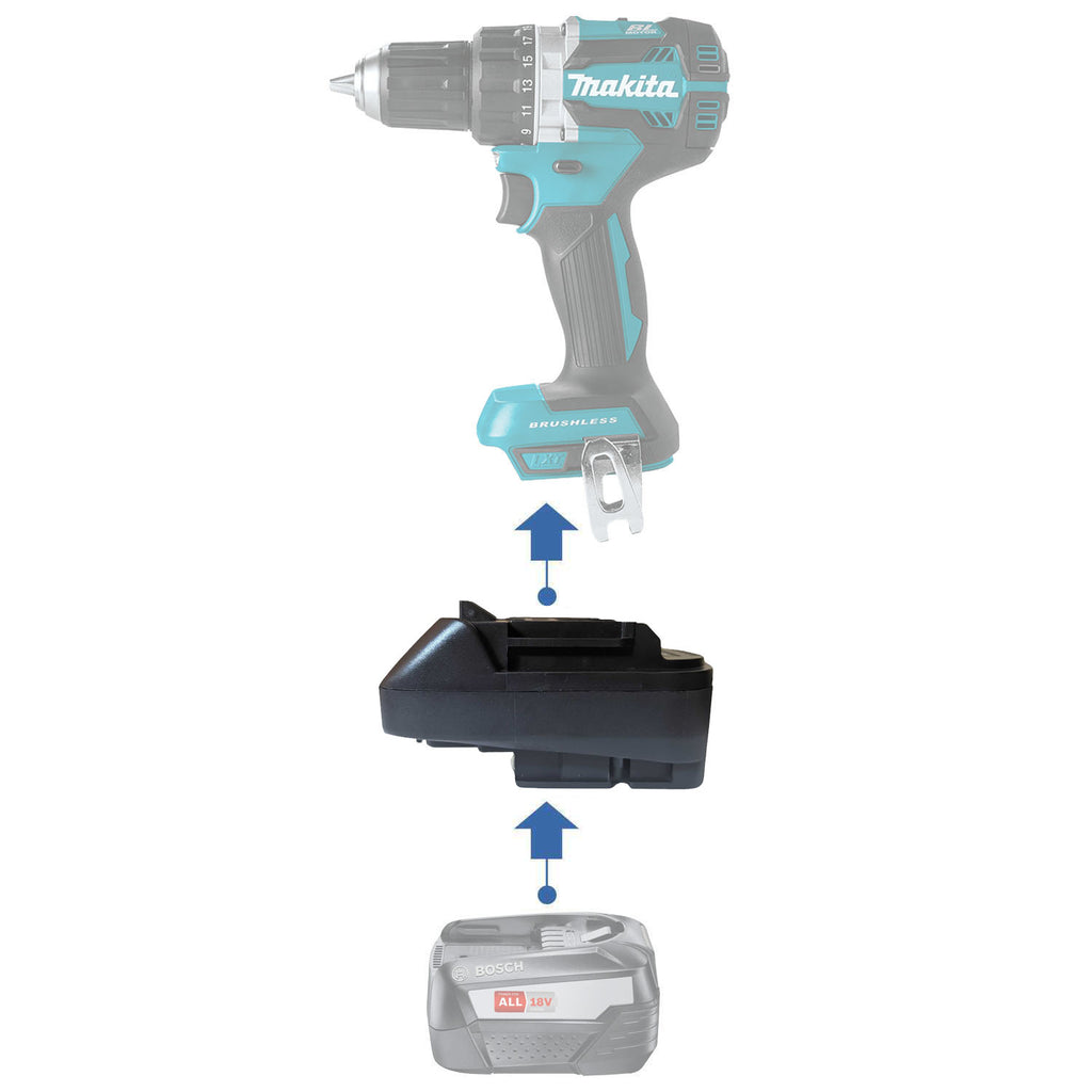 Bosch (Blue) 18V to Makita 18V Battery Adapter