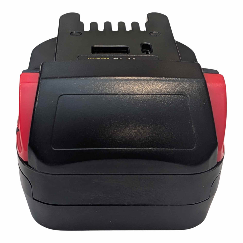 Einhell 18V PXC to Milwaukee M18 battery adapter - front view, recessed front panel with the tool-side connection above