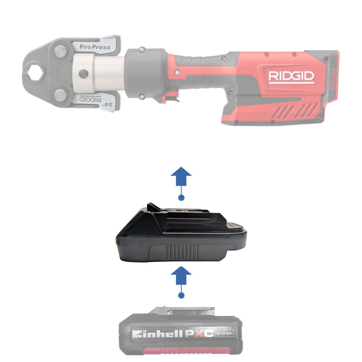 Einhell 18V PXC auf RIDGID 18V ROT Akkuadapter