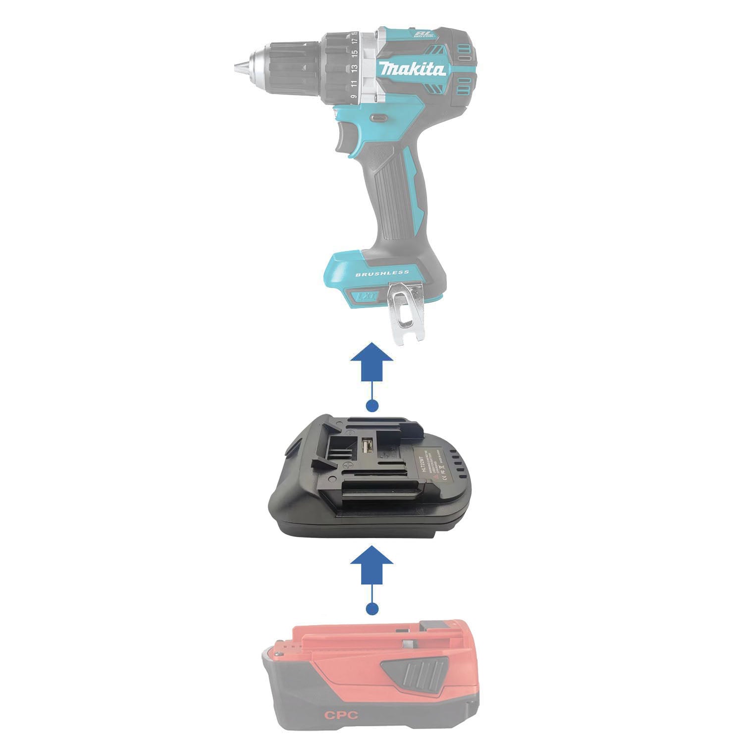 Hilti 22V auf Makita 18V LXT Akkuadapter
