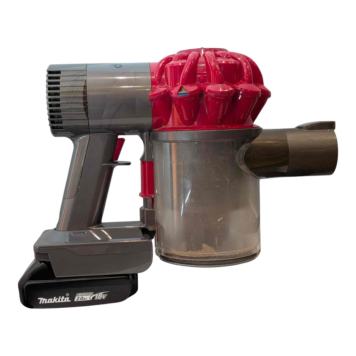 Makita 18V LXT to Dyson V6 battery adapter: Fitted, Right Side