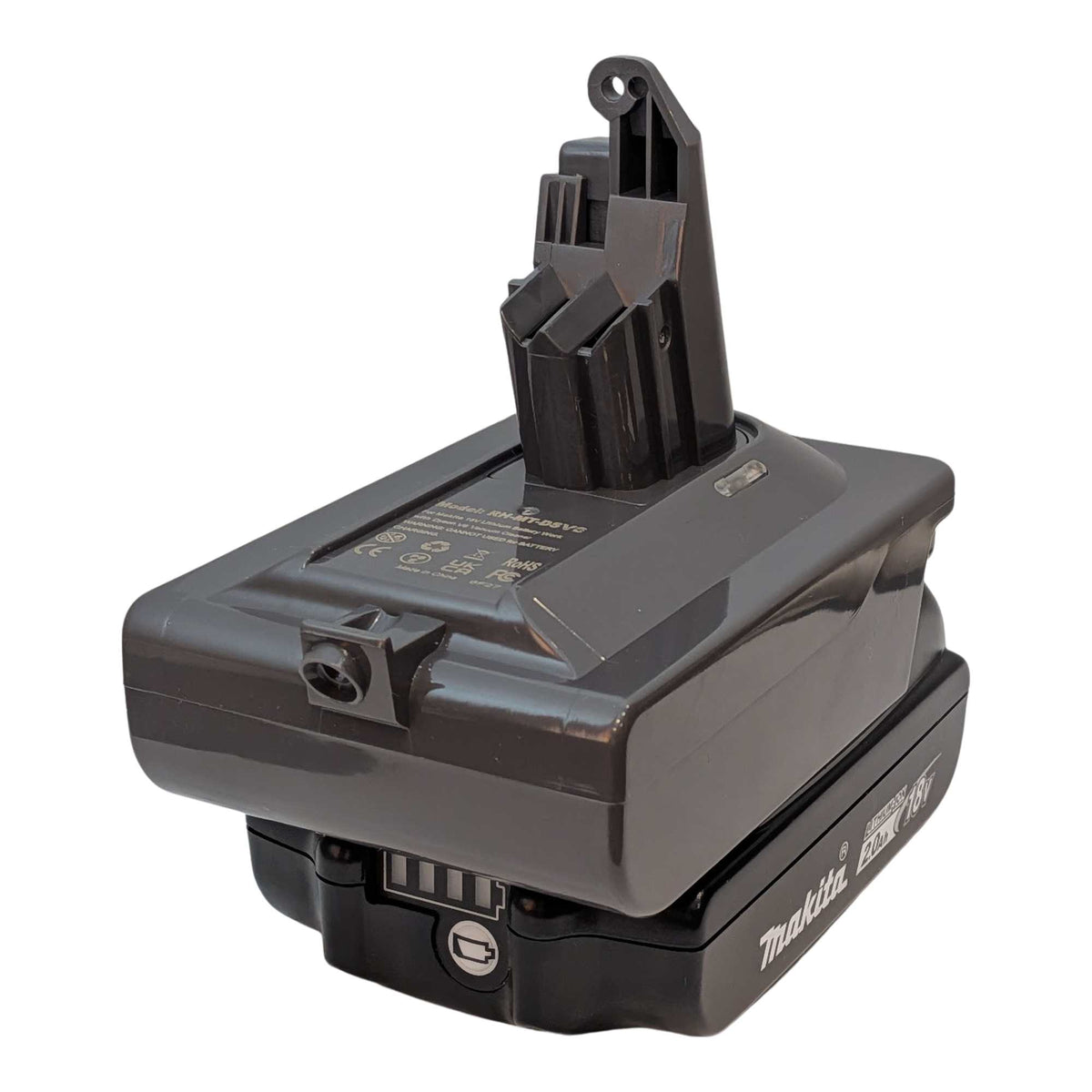Makita 18V LXT to Dyson V6 battery adapter: Battery on Adapter, Right