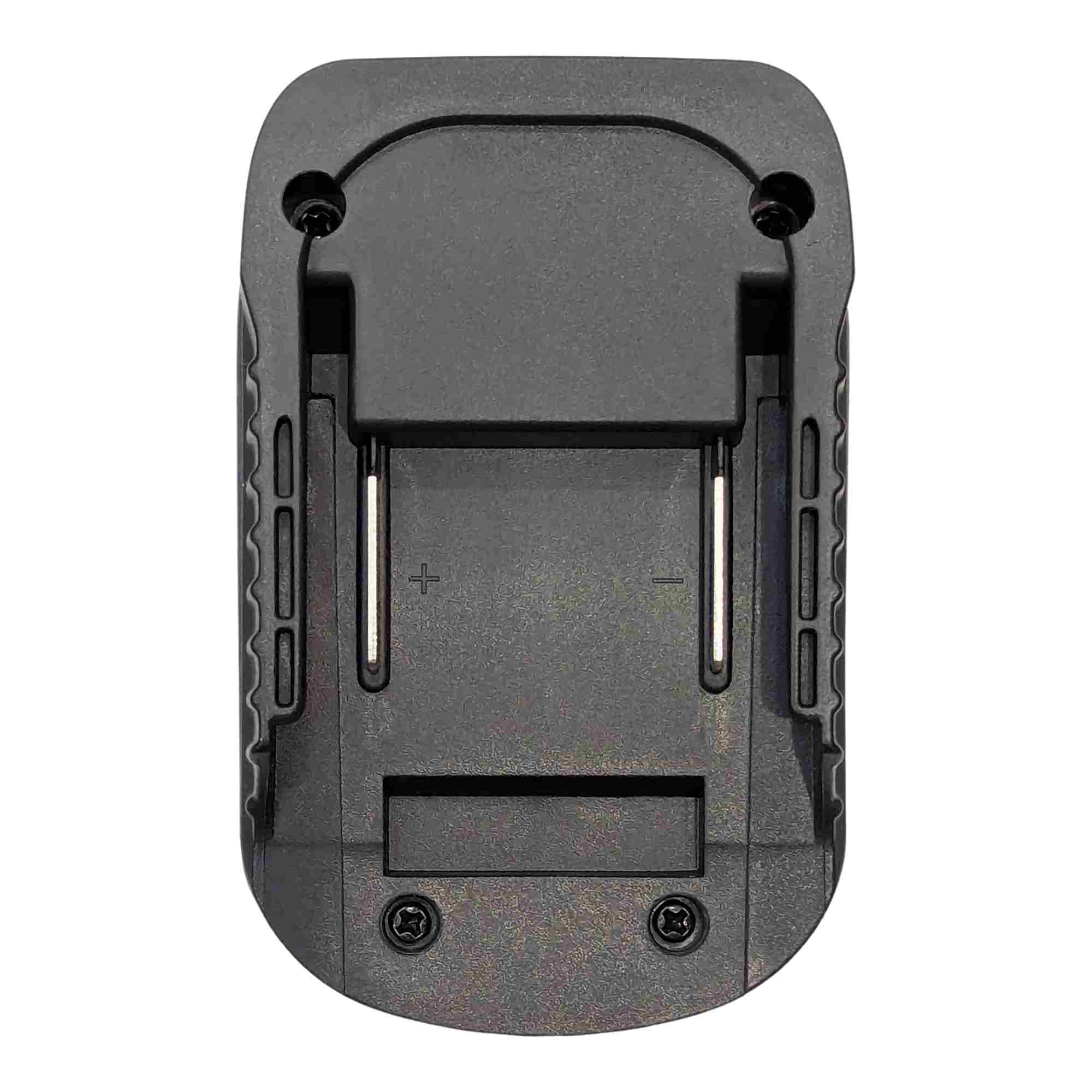 Makita 18V LXT to Einhell 18V PXC battery adapter - Makita battery-side connection in plan view, twin terminal blades