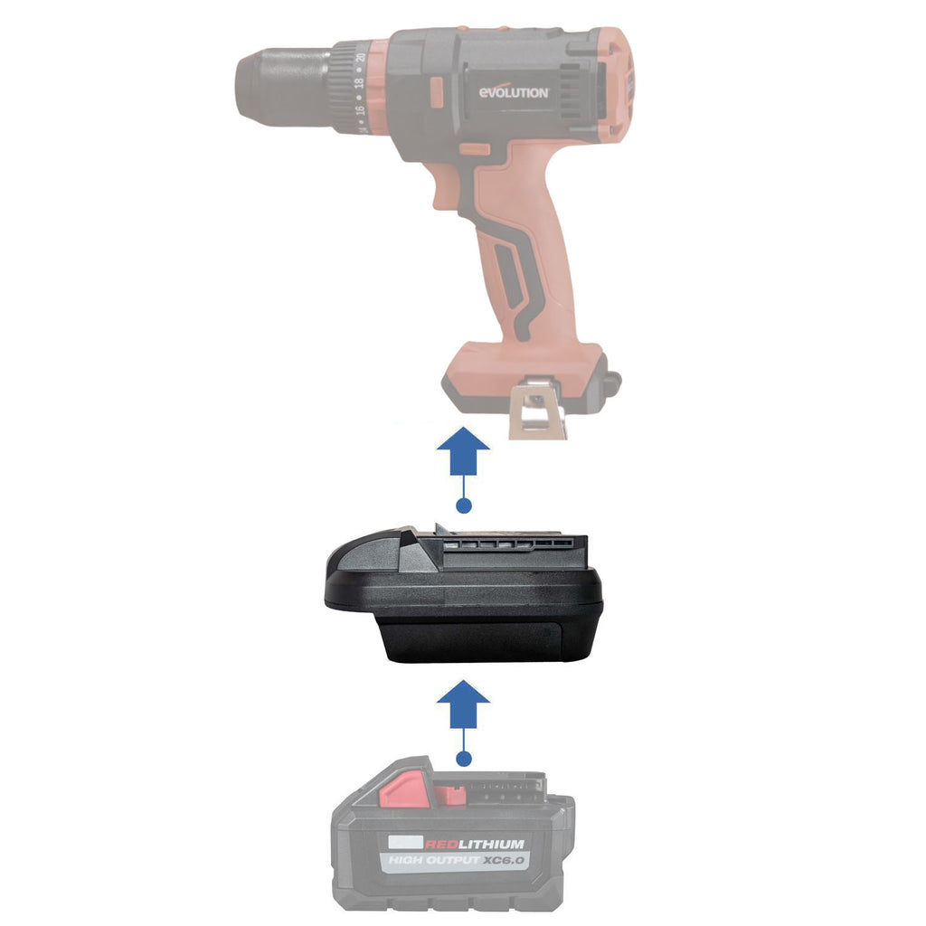 Milwaukee M18 auf Evolution 18V EXT Akkuadapter
