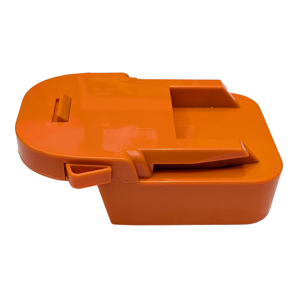 Milwaukee M18 to RIDGID 18V battery adapter - tool-side rail seen from the opposite side