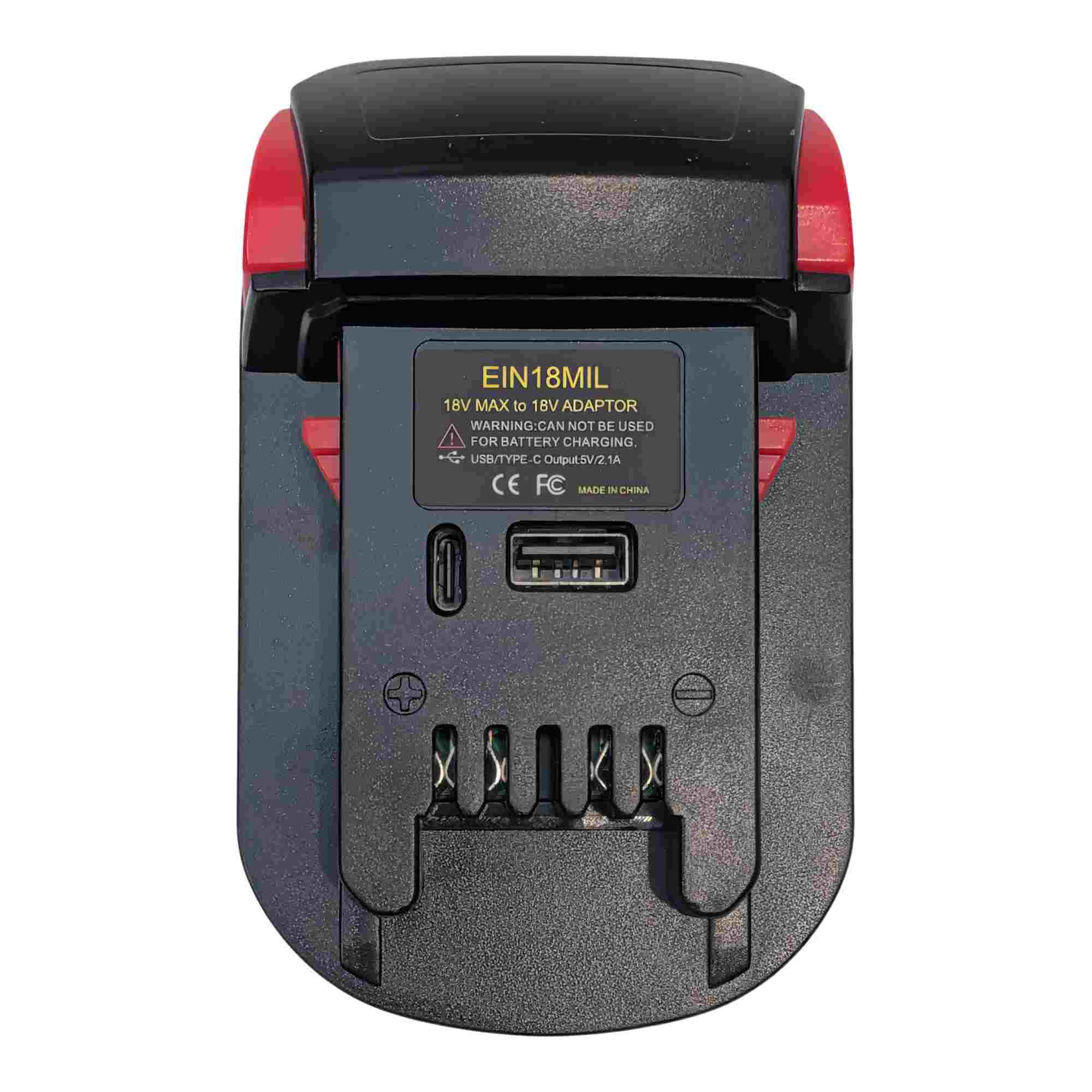 Ozito 18V PXC to Milwaukee M18 battery adapter - Milwaukee tool-side connection