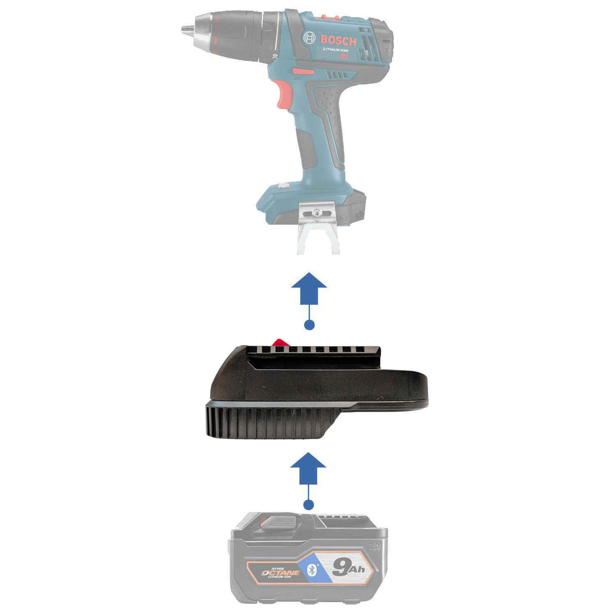 RIDGID 18V to Bosch 18V (Blue) Battery Adapter