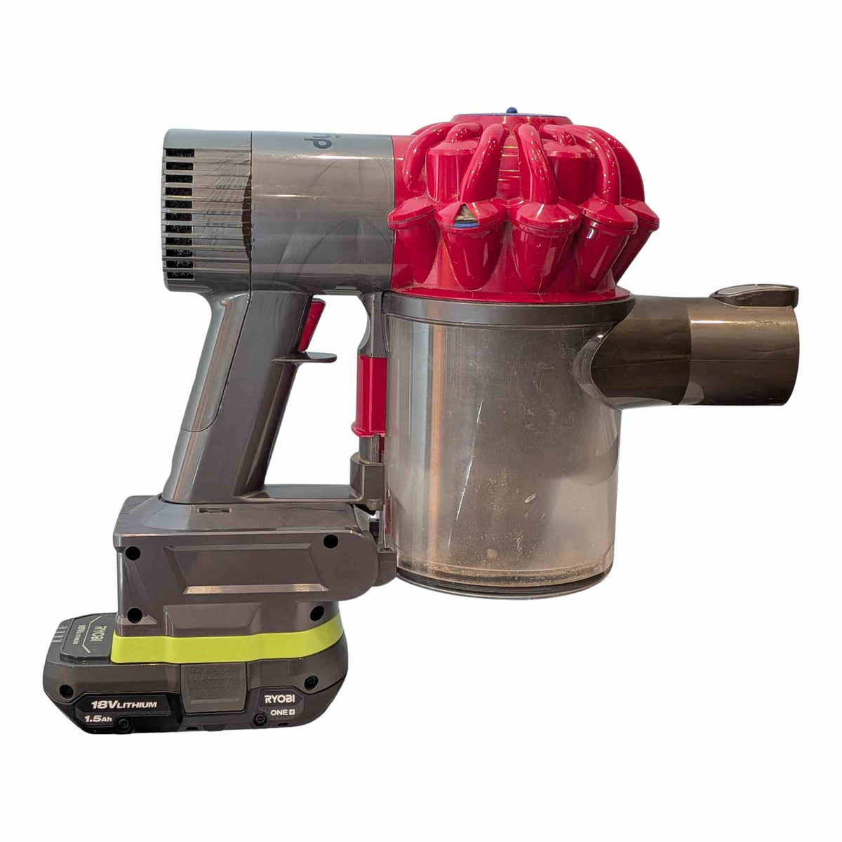 Ryobi 18V ONE+ to Dyson V6 battery adapter: Fitted, Right Side