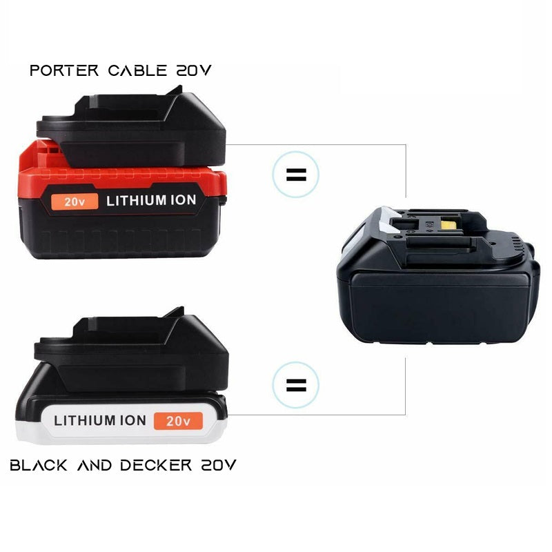 Tool battery adapter, use 20V Black & Decker on Porter Cable 18v 